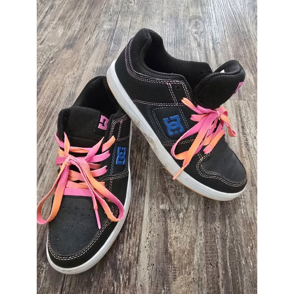 DC Shoes Cure Women’s Skate Shoes Size 6 Black Pink Orange Laces ADJS100169 Used